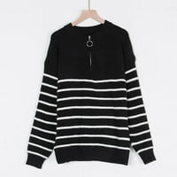 Vrući džemper za žene Pulover Žene Ležerni patentni zatvarač - vrat retro pulo boja twist pleteni džemper pulover Dukseri svjetla crna l