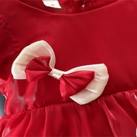 Blotona Baby Girls Haljina lisnata rukav Crew Crw Bowknot Princess A-line haljina za casual Daily Party
