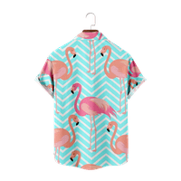 Plavi Flamingos Boys Havajska majica cvjetni ispis kratkih rukava odjeća za odmor na plaži dolje majice
