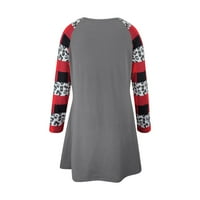 Gotyou haljine Žene Božićni print Dugih rukava Tunike Tunike Džebovi plus veličina majica Dress Grey