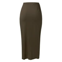 Ženski ležerni prorez Wrap asimetrični elastični visoki struk maxi draped čvrsta suknja kafa + s