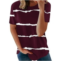 Ženski vrhovi kratkih rukava labava bluza prugasta ženska majica vrat ljeto vino l