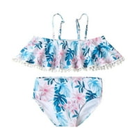 Toddler Baby Girl kupaći kostim Dvije kupaće kostime Ljetni cvijet listovi tiskani stil za odmor Bikini