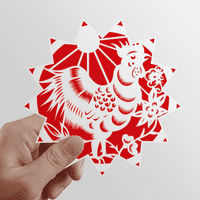 Pijetao na papiru na papiru Kina zodijak umjetnička sunčeva vinil naljepnica za prtljag grafiti cvijeće