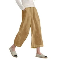 Meuva ženske hlače široke noge joga capris culottes s džepovima trbuh labave hlače za vježbanje