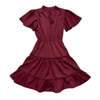 Haljine za žene Ljeto Flowy Haljina kratki rukav V-izrez Pleted mini suknja Majčin dan Poklon pokloni