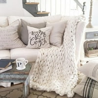 Praktična Chunky pletena vunena čista boja ručni rad vunene kauč na kauč na kauč na kauču