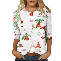 Naughtyhood Merry Božićna majica za žene okrugla vrat rukava za rukavice za odmor pulover bluze vrhovi