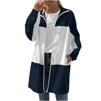 Navijači za uklanjanje žena Ženske kišne jakne vodootporne s kapuljačom laganim bojama blok modne zip