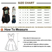 Haljine za žene plus veličine ženski džepni posad vrata kratkih rukava grafički printira srednji duljinski klirens Shift haljine Navy XXL