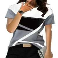 GRIANOOK WOOGE majica Geometrijska majica kratki rukav Ljetni vrhovi dame udobne tee Basic Crew izrez