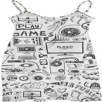 Kompjuterske igre - Doodles kolekcija Ženska haljina za rezanje, Ležerne prilike Laise Swing haljina Long Maxi haljine za plažu