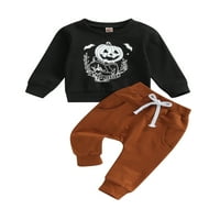 Lamuusaa Baby Boy Halloween Set outfits, bundeve print dugih rukava s dugim rukavima, dukserica + elastična