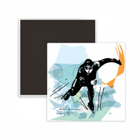 Zimska sportska klizanje muškog sportaša kvadrat cract frižider magnet čuva memento