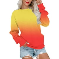 Fartey Womens Crewneck Dukseri za čišćenje pada Falls Deages Gradijentski ispis Dukserica Baggy dugih rukava Mekani ugodni pulover Top modne žene