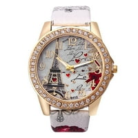 Wmkox8yi satovi za žene, modne žene kristalno zlatni kožni analogni kvarcni ručni sat