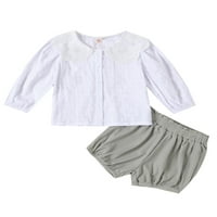 LAMUUSAA TODDLER Girls Outfit Swiss Dot Dugme Dugačka majica i kratke hlače Summer Slatka set odjeće