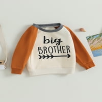 Toddler Boys Jesenski duksevi s dugim rukavima Pismo Ispiši pulover Crew Contrast Color Tops