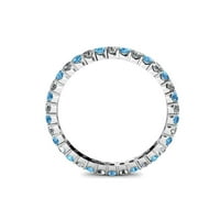 Blue Topaz & Diamond zajednički prong vječni opseg 0. do 1. Carat TW u 14k bijelo zlato .Size 6.0