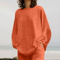 Ženska posteljina odjeća Solidna boja dugih rukava za vuču široke pantalone za noge sa džepovima Ženski
