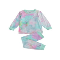BMNMSL Baby Girl Outfits Tie-Dye Majica s dugim rukavima Elastične strugove hlače