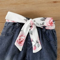 Baby Girl Wrap Baby Girls dugih rukava s dugim rukavima cvijeće za rubne vrpce Jeans Hlače sa prslukom