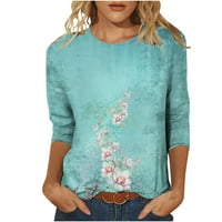 Bluze za ženske rukavske posade izrez Modna košulja Daisy grafički pulover vrhovi labavi fit tees vrhovi