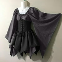 Safuny Women's Mini A Line haljina čarobnjaka Solid Patchwork retro batwing rukava modni proljetni kvadratni