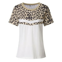 Ženska modna Ležerna Leopard O-izrez Print Kratki rukav Tenk Torp Torp bluza
