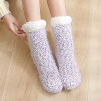 Ženske kavezne čarape za odrasle čarape za spavanje čarape tepihe čarape jesen i zimski dom toplim zadebljanim pliplicama čarape čarape ljubičaste jedna veličina