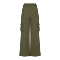 Clears Fashion High Squik Teretne hlače Ženske casual pantalone Kaubojski džep ravni cilindrični kombilizirani svibnjačila, vojska zelena XL