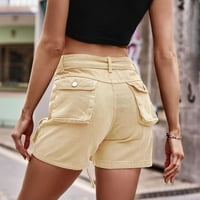 Teretne kratke hlače za žene Y2K modne žene casual čvrste džepne dugme Proljeće Ljetne kratke hlače Khaki XL