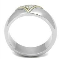 Luxe nakit dizajnira muškarče dvotonski zlatni prsten od nehrđajućeg čelika od nehrđajućeg čelika sa kubnim cirkonijom - veličina (pakovanje