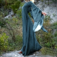 Odeerbi Hallo-Ween tiskani kaput s kapuljačom s dugim rukavima i jakne moda Ležerna haljina za okrugle vrata Žene tiskane ženske haljine duge haljine nebesko plavo