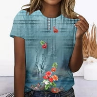 Ženske majice kratkih rukava Grafički labavi ljetni vrhovi, ženske bluze i vrhovi ležerne, ljetne boje,