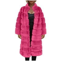 Ženske dame tople flece dvostruke jakna Zimska solidna V-izrez Outerwer Plus Veličina Jesen Zimske jakne za žene kaput