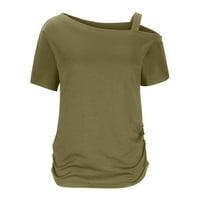 S vrhova ramena za ženske ljetne majice kratkih rukava Ležerne bluze sa čvrstim bočnim rukavima