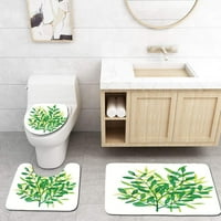 Akvarelne grane zelene kupaonice prostirke postavljaju kadu za kupac Contour mat i toaletni poklopac poklopca