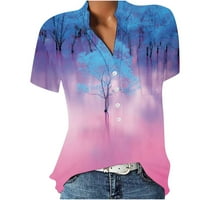 Njoeus majice za žene Ženske vrhove Dressy Ležerne prilike ženske modne ljetne tipke V-izrez za slobodno vrijeme Tipice V izrez Ženski vrhovi, tinesi i bluze na klirensu