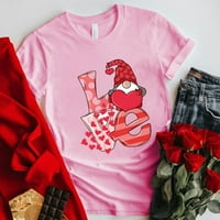 Haxmnou Valentines Dan kratkih rukava Velika majica Lovers Love Love Print Top T Žene Red l