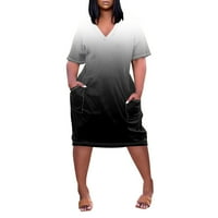 ManXivoo Plus size Ljetne haljine haljine za žene plus veličine V izrez Udobne haljine kratki rukav