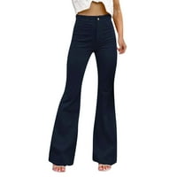 wendunide casual pantalone za žene Žene corduroy flare hlače elastične struk Bell donje pantalone plave boje