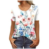 T majice za žene Ljetni maslačak Print Plus veličine vrhovi kratkih rukava Crewneck Spring Bluzes Loose Basic