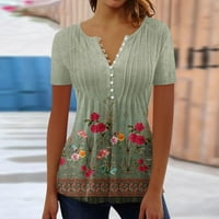 HANAS ženska gornja modna ljetna ženska majica za žensku majicu Retro Print kratki rukav casual osnovni