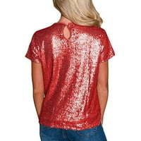 Košulje za žene Grafičke tee Y2K casual s kratkim rukavima o vratnim party-om Sequin Tunic Elegantni