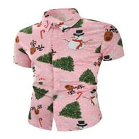 Paille muns božićna majica reverl vrat na vratu Dugme dolje Xmas Bluza Jednoj grudi Ljetne košulje ružičaste