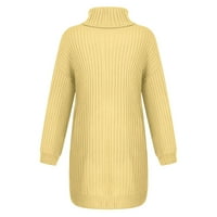Prevelizirani džemperi za žene plus veličina modni čvrsti dugi rukav džemper haljina turtleneck džemper
