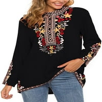 Vezeni vrhovi dugih rukava ženski meksički boho seljak casual labave tunike padne bluze majice za žene