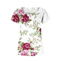 Fnochy Bluze za žene plus veličine modni gusti cvijet Ispis Ležerne prilike V-izrez kratki rukav labav majica