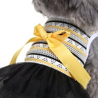 Haljina za kućne ljubimce - izdubljeni dizajn - mrežasti patchwork luk kravata - ljetni pas bez rukava - za odmor - odmor